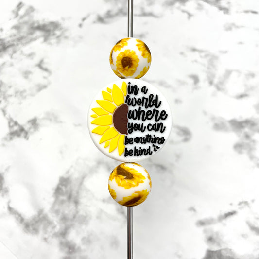 Be Kind Sunflower Silicone Focal Bead