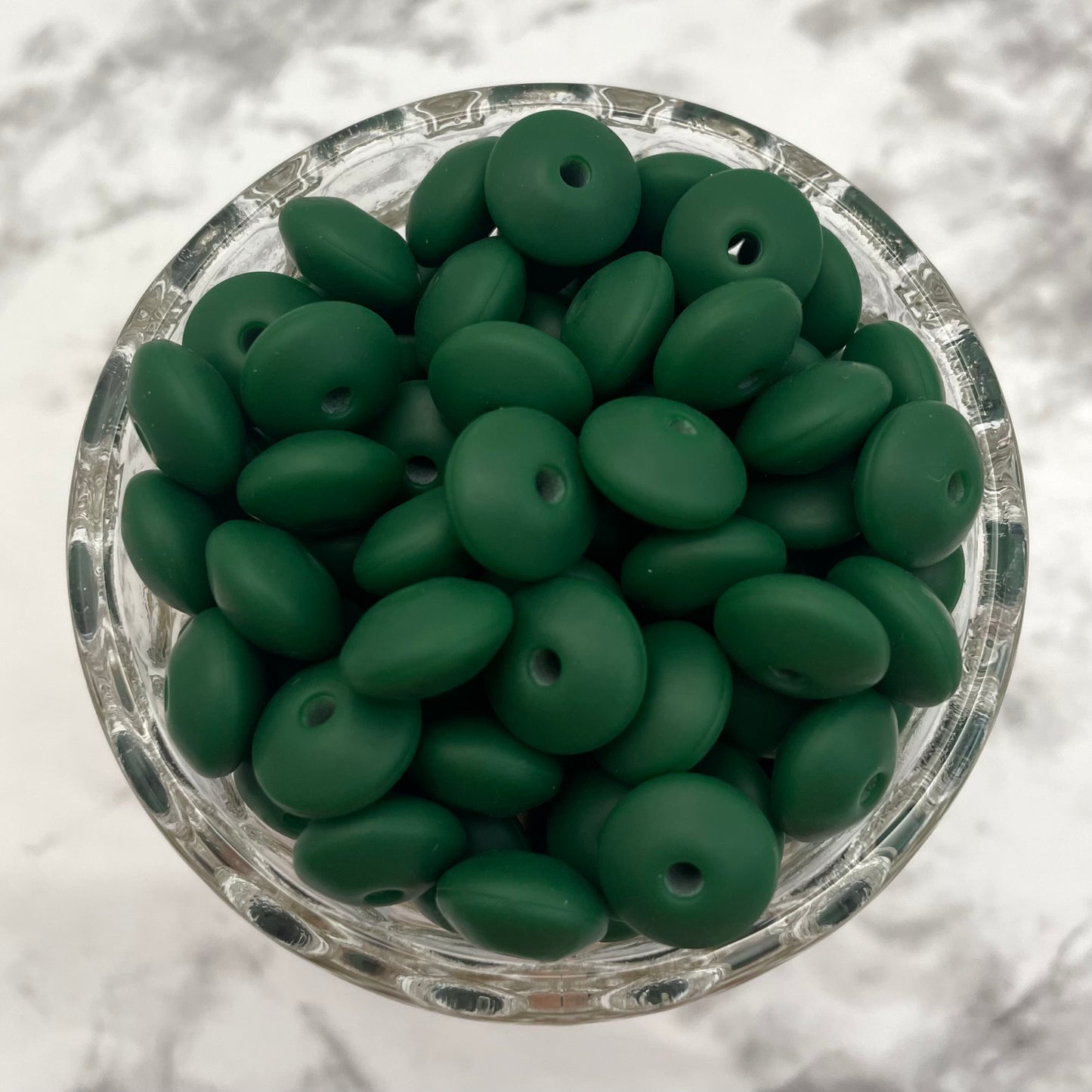 12mm Lentil Silicone Beads - Forest Green