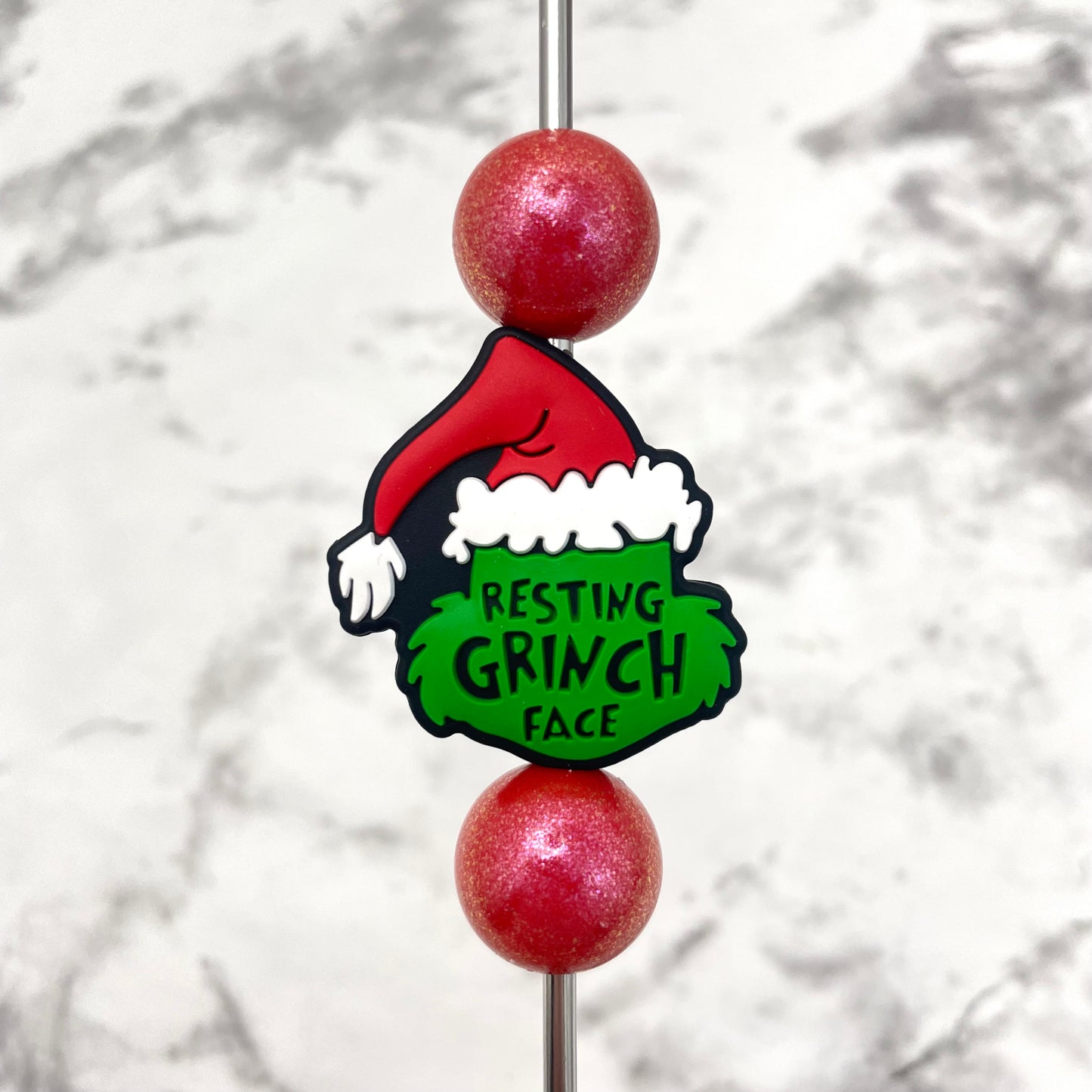 Resting Grinch Face Silicone Focal Bead