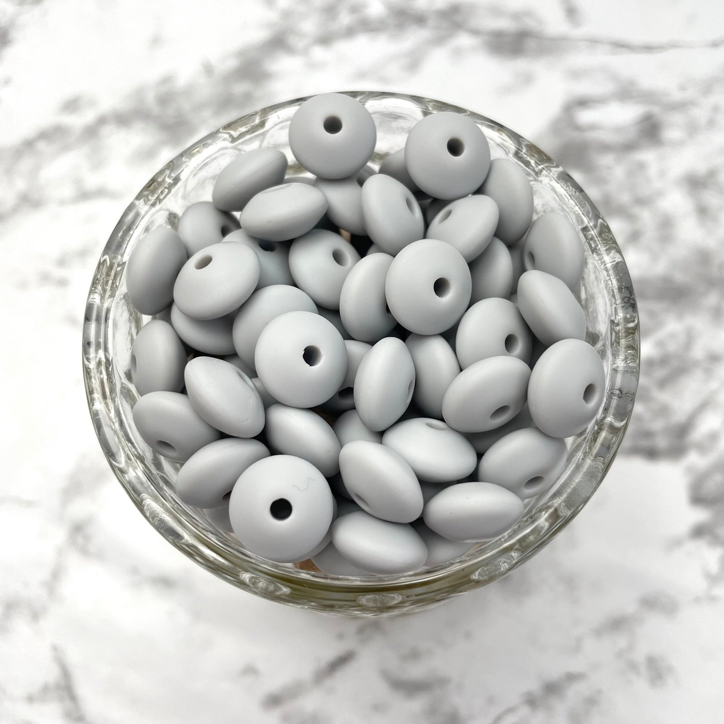 12mm Lentil Silicone Beads - Light Gray