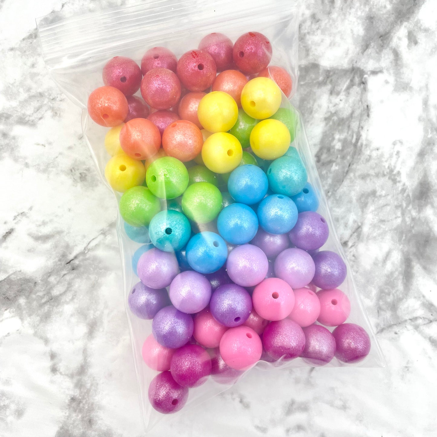 15mm Round Silicone Bead Pack - Rainbow Opals (100pcs)