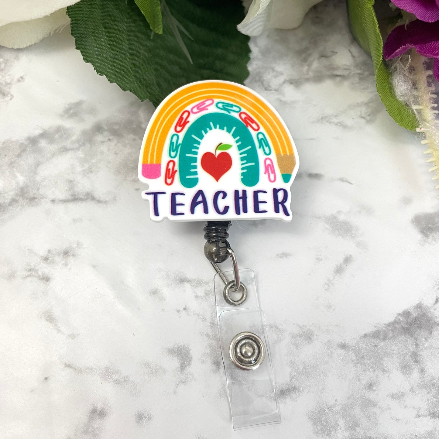 Teacher Pencil Rainbow Planar Resin Flatback