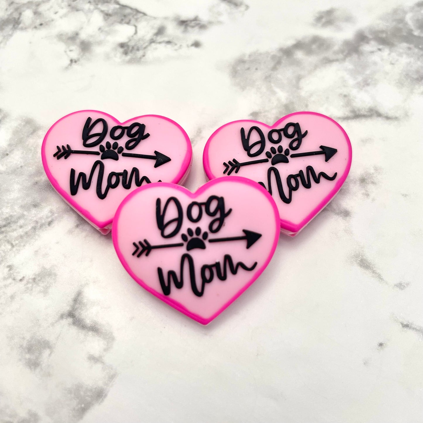 Dog Mom Heart Silicone Focal Bead