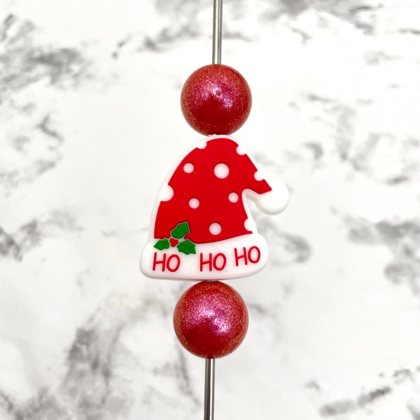 Ho Ho Ho Hat Silicone Focal Bead