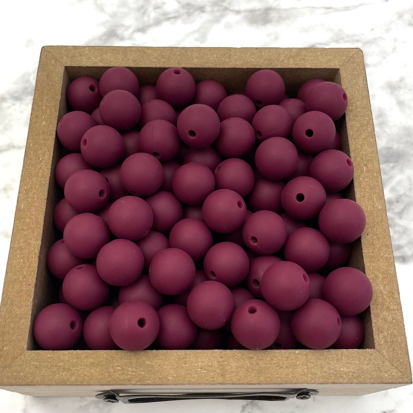 12mm Round Silicone Beads - Red Wine