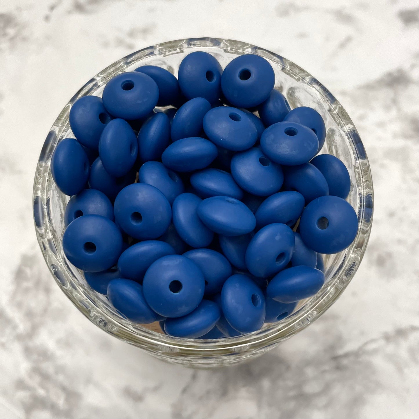 12mm Lentil Silicone Beads - Sapphire