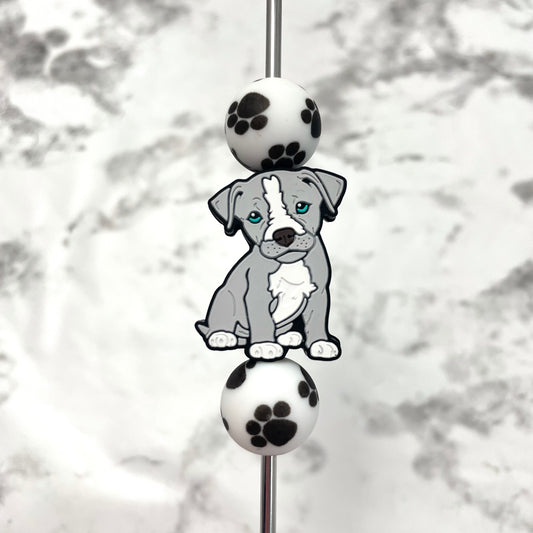 Pit Bull Puppy Dog Silicone Focal Bead