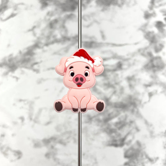 Christmas Pig Silicone Focal Bead