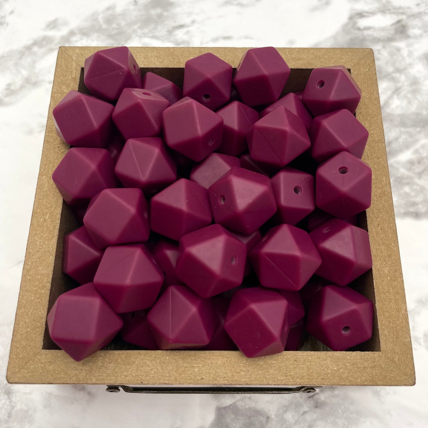 Hex 14mm Silicone Beads - Red Wine