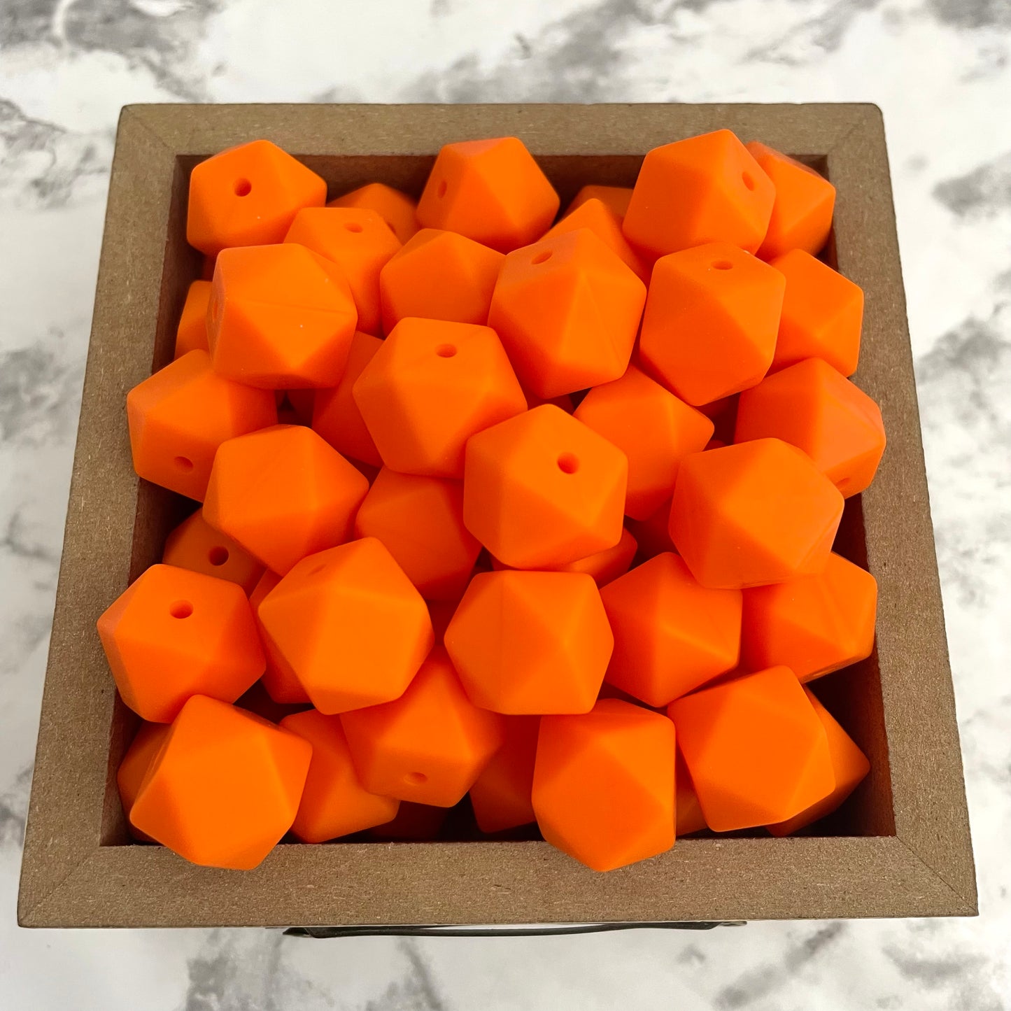 Hex 14mm Silicone Beads - Orange