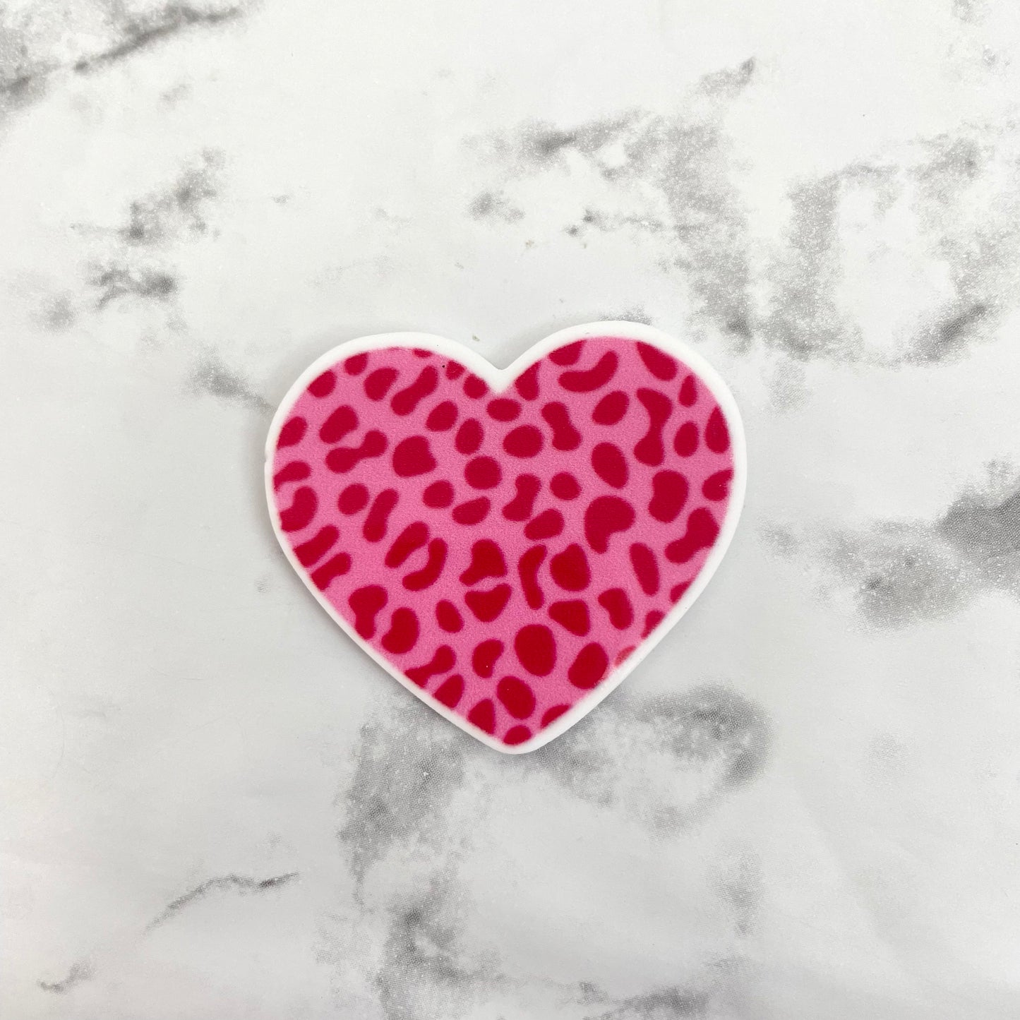 Pink Leopard Heart Planar Resin Flatback