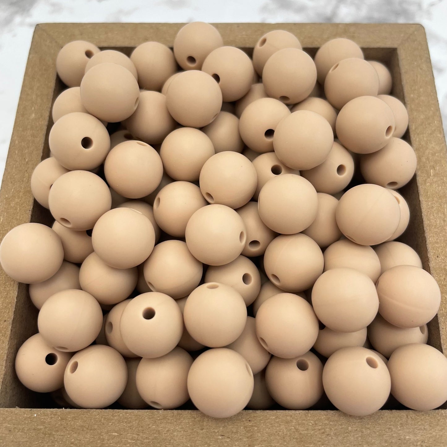 12mm Round Silicone Beads - Oatmeal