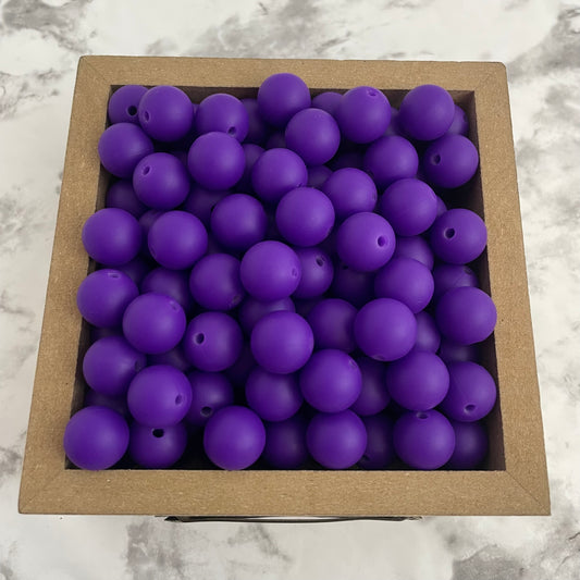 12mm Round Silicone Beads - Grape Purple