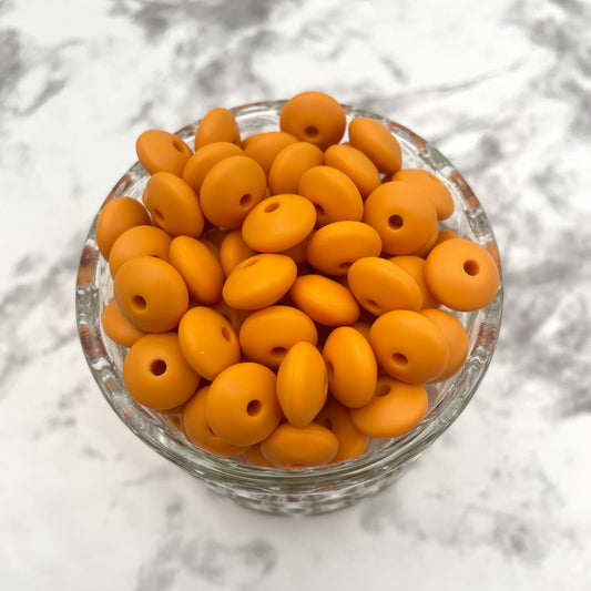 12mm Lentil Silicone Beads - Honey