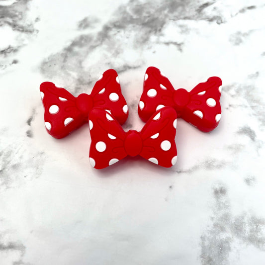 Polka Dot Bow Silicone Focal Bead