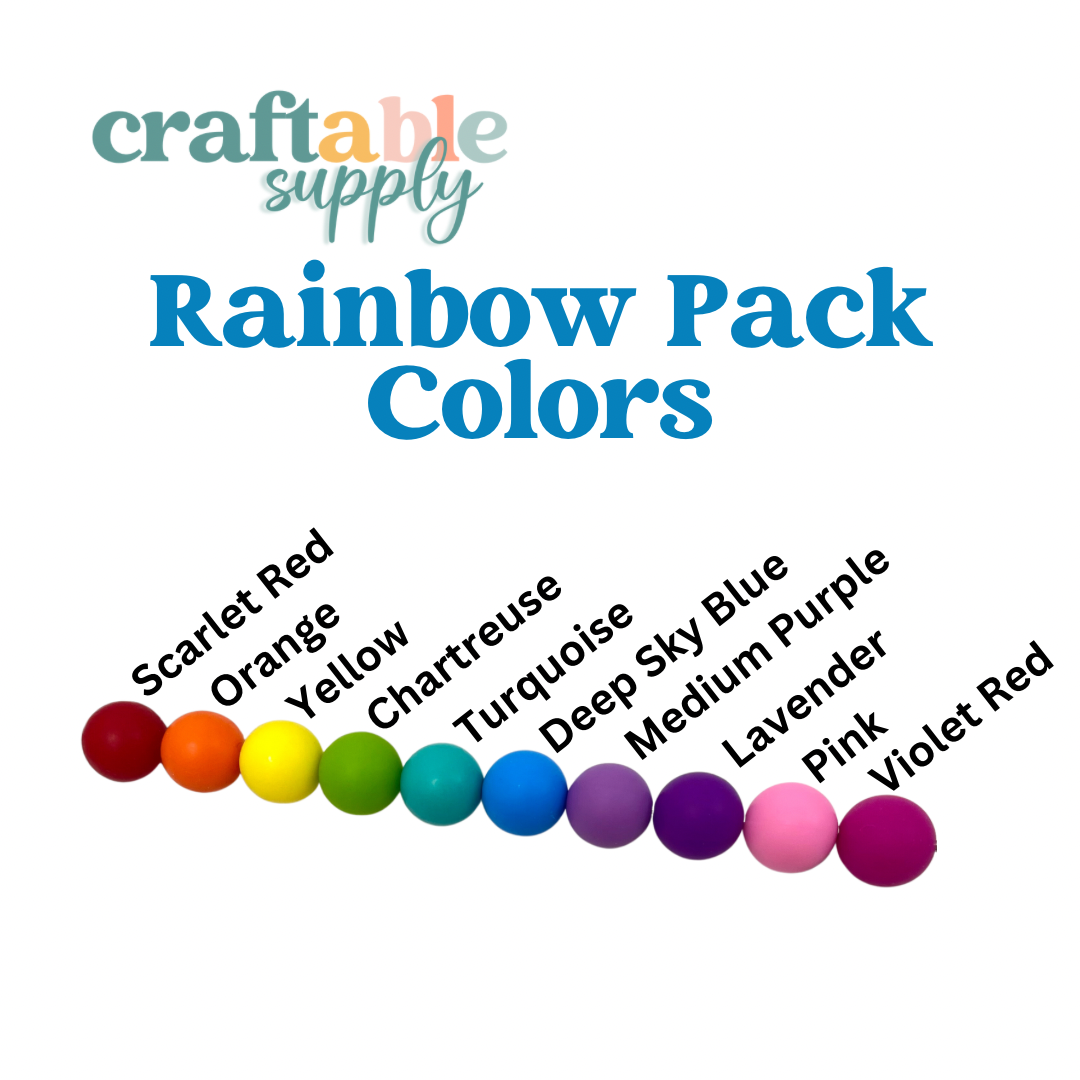 Rainbow Silicone Bead Packs (100pcs)