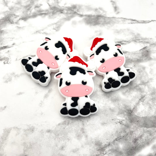 Christmas Cow Silicone Focal Bead