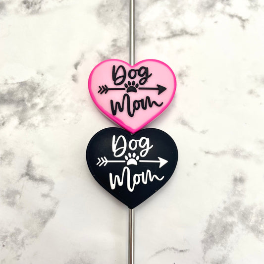 Dog Mom Heart Silicone Focal Bead