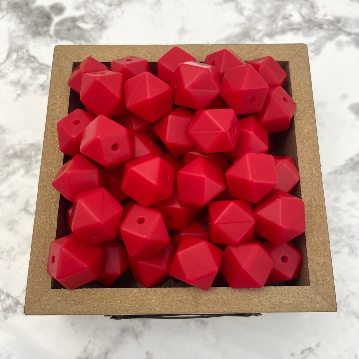 Hex 14mm Silicone Beads - Scarlet Red