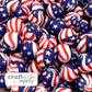 15mm Round Silicone Beads - American Flag Print