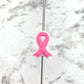 Pink Cancer Ribbon Silicone Focal Bead