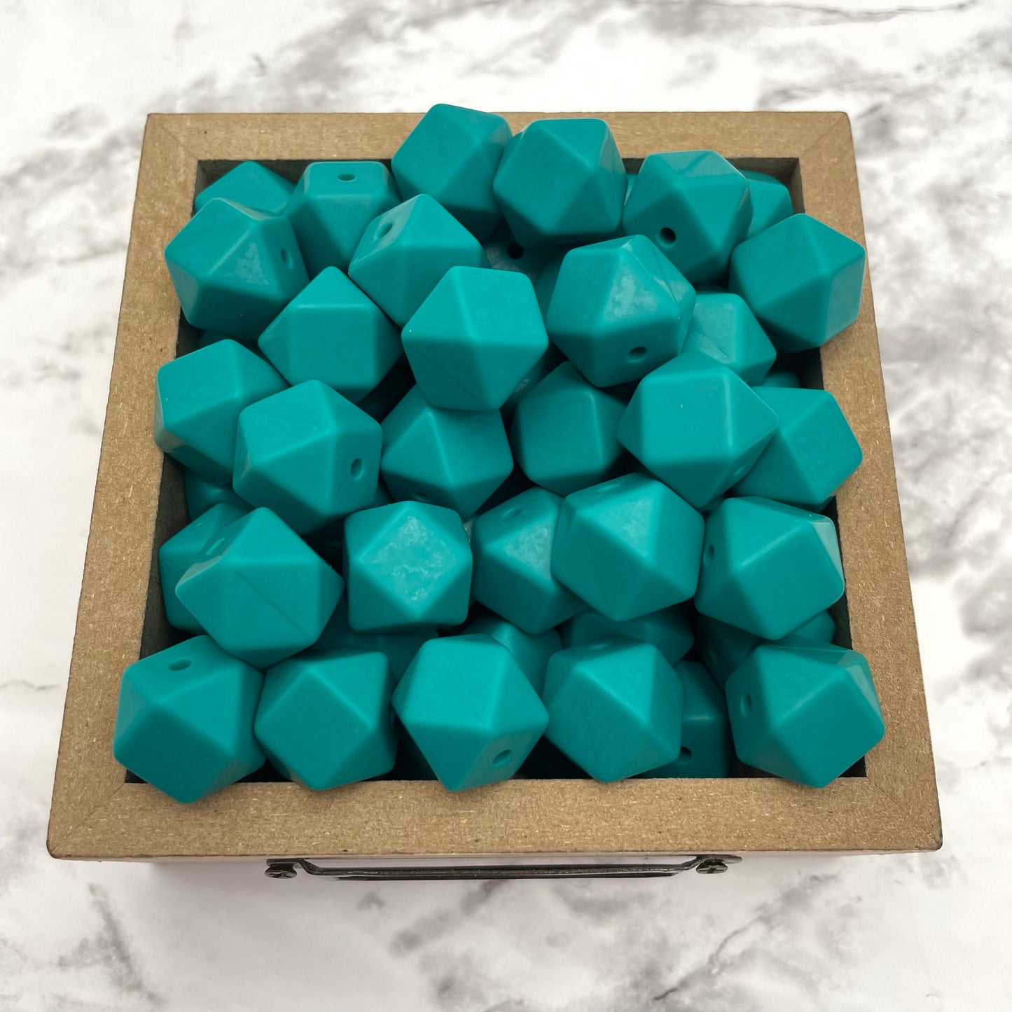 Hex 14mm Silicone Beads - Emerald