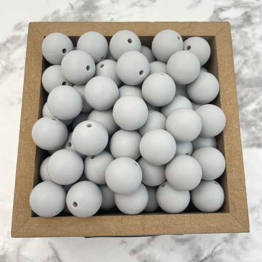 15mm Round Silicone Beads - Light Gray