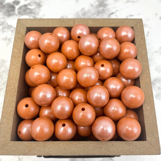 15mm Round Silicone Beads - Burnt Orange Opal