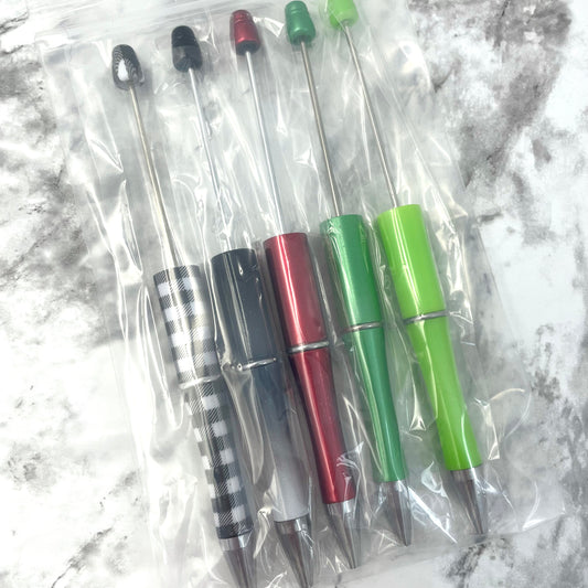 Christmas Beadable Pen Pack - 5 Pens