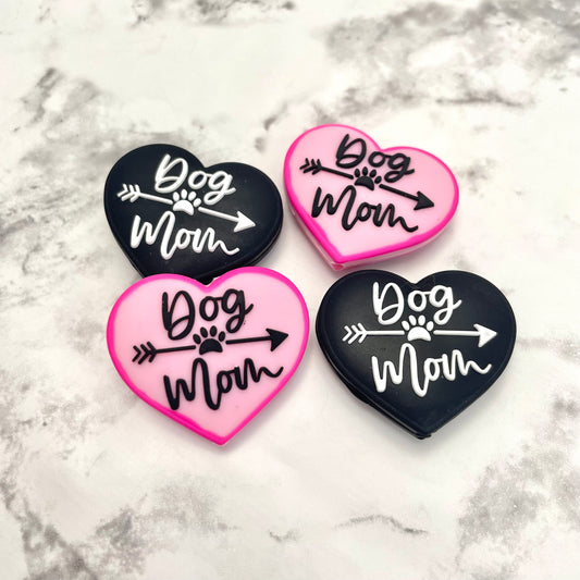 Dog Mom Heart Silicone Focal Bead