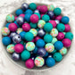 15mm Round Silicone Bead Pack - Jewels (50pcs)