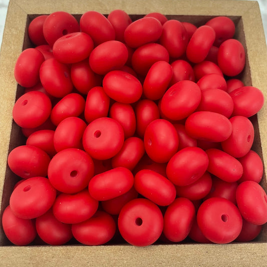 14mm Abacus Silicone Beads - Scarlet Red