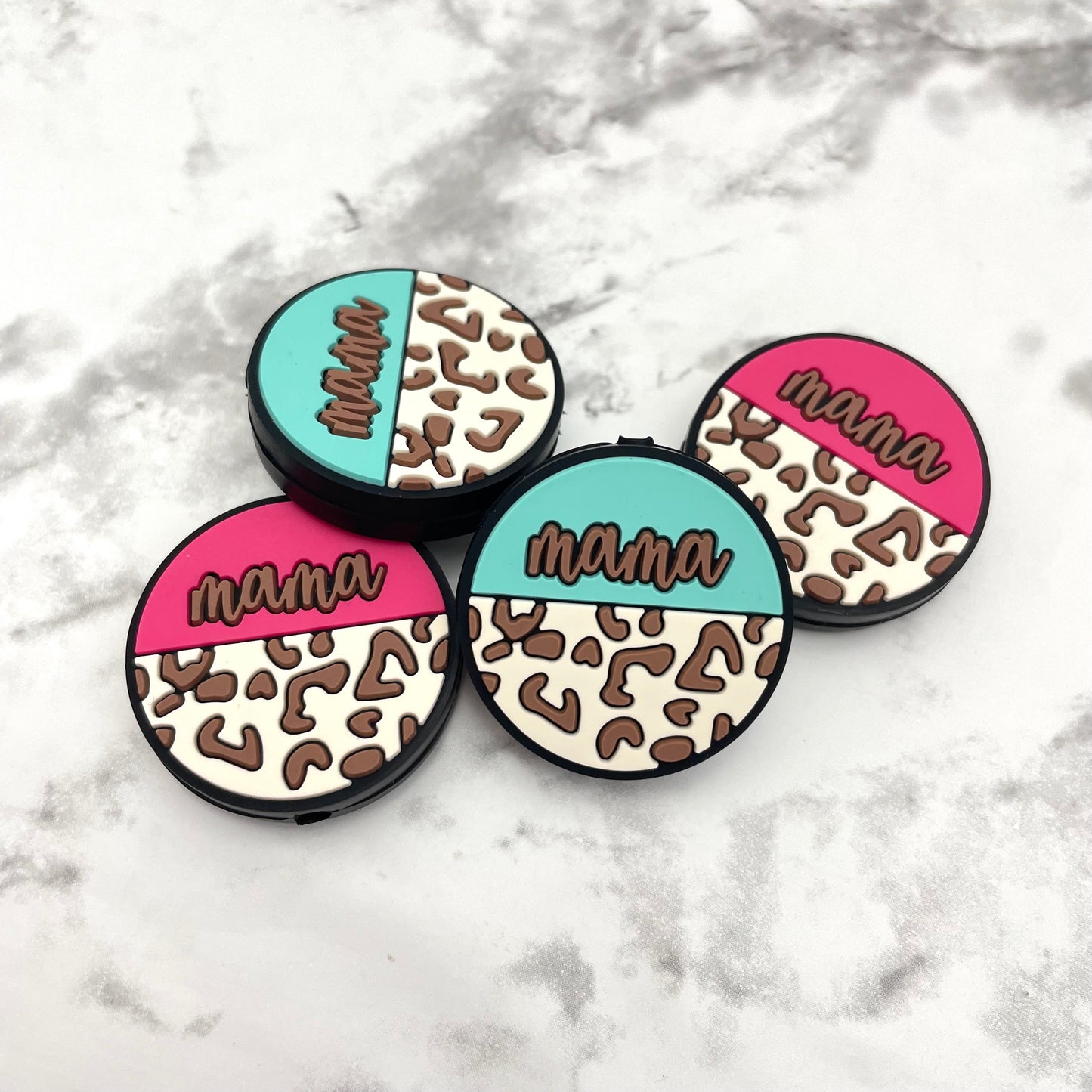 Mama Leopard Round Silicone Focal Bead