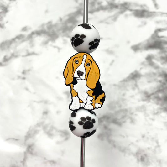 Basset Hound Beagle Puppy Dog Silicone Focal Bead