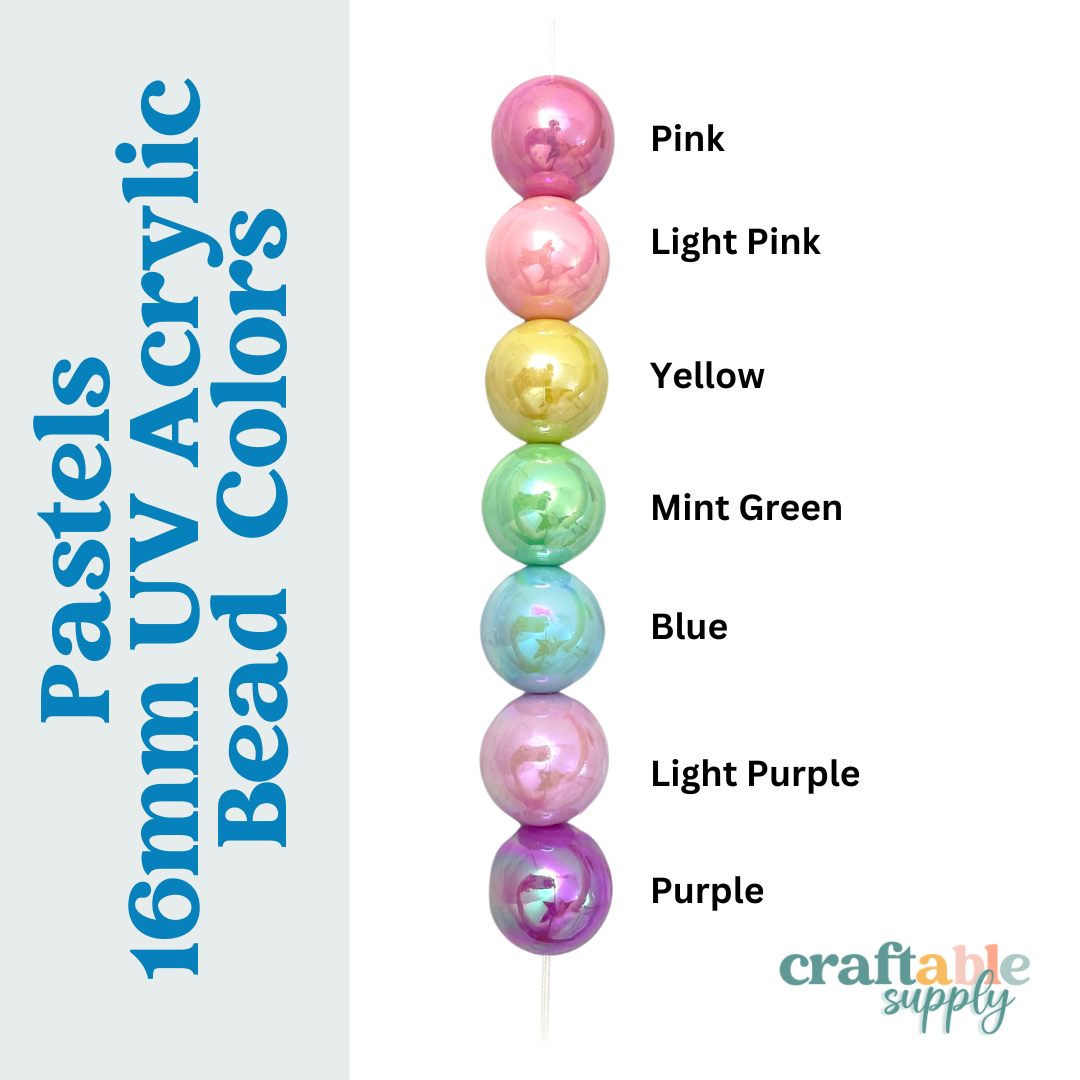 16mm UV Acrylic Bead Packs - Pastels