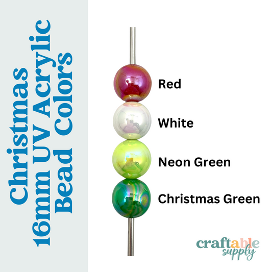 16mm UV Acrylic Bead Packs - Christmas