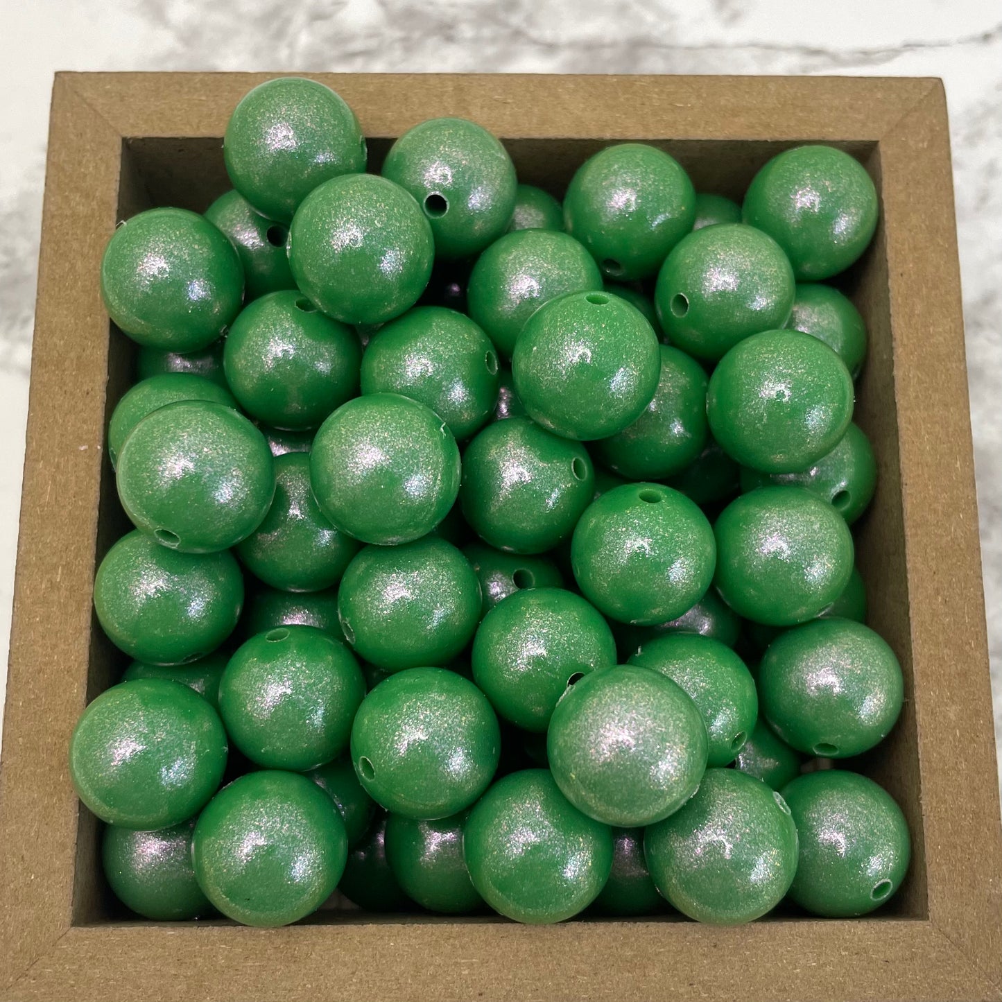 15mm Round Silicone Beads - Christmas Green Opal