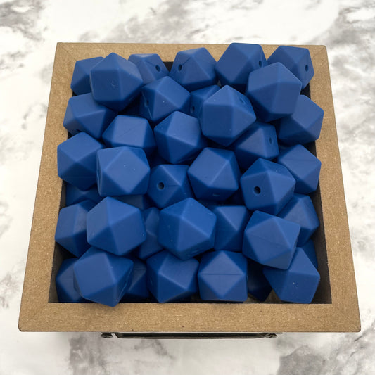 Hex 14mm Silicone Beads - Sapphire