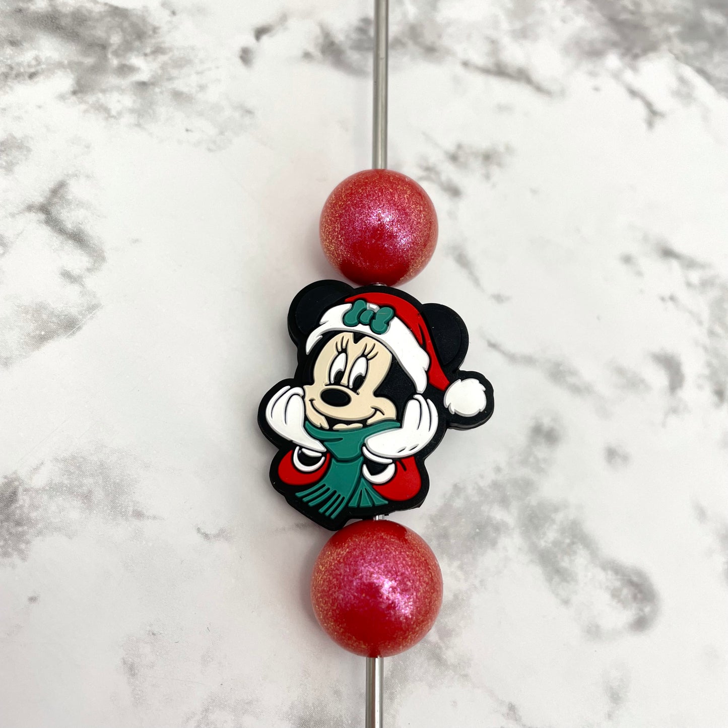 Christmas Girl Mouse Silicone Focal Bead