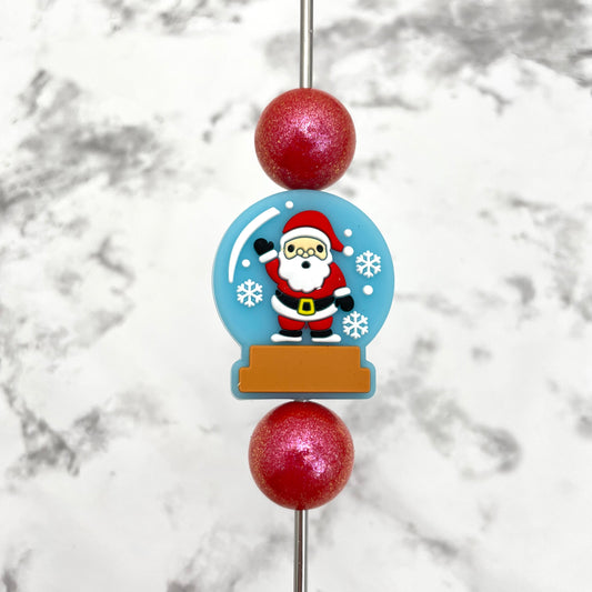 Snowglobe Santa Silicone Focal Bead