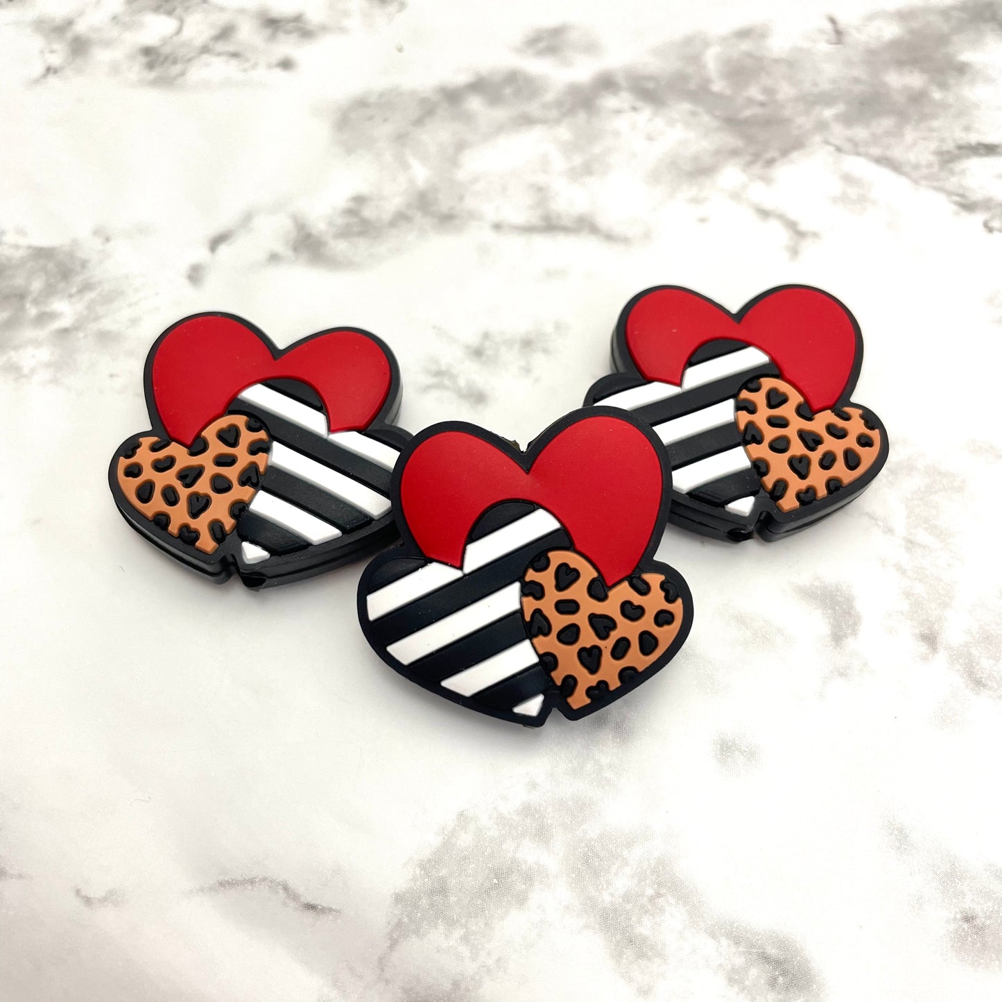 3 Hearts Silicone Focal Bead