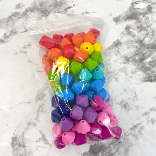 Diamond Rainbow Silicone Bead Pack - 100 pieces