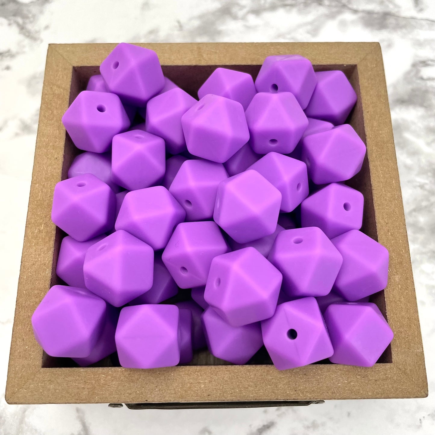 Hex 14mm Silicone Beads - Medium Purple