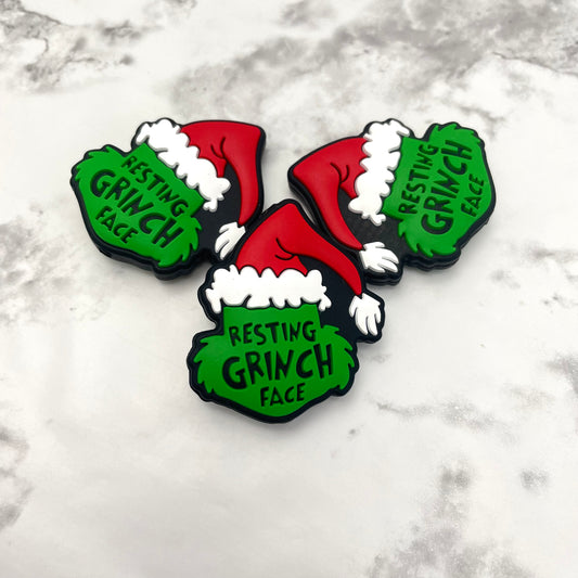 Resting Grinch Face Silicone Focal Bead