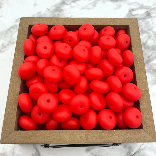 14mm Abacus Silicone Beads - Strawberry Red