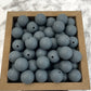 15mm Round Silicone Beads - Dark Gray