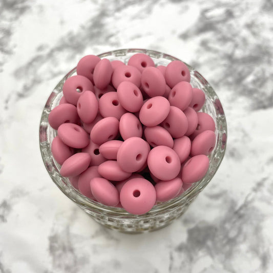 12mm Lentil Silicone Beads - Blush