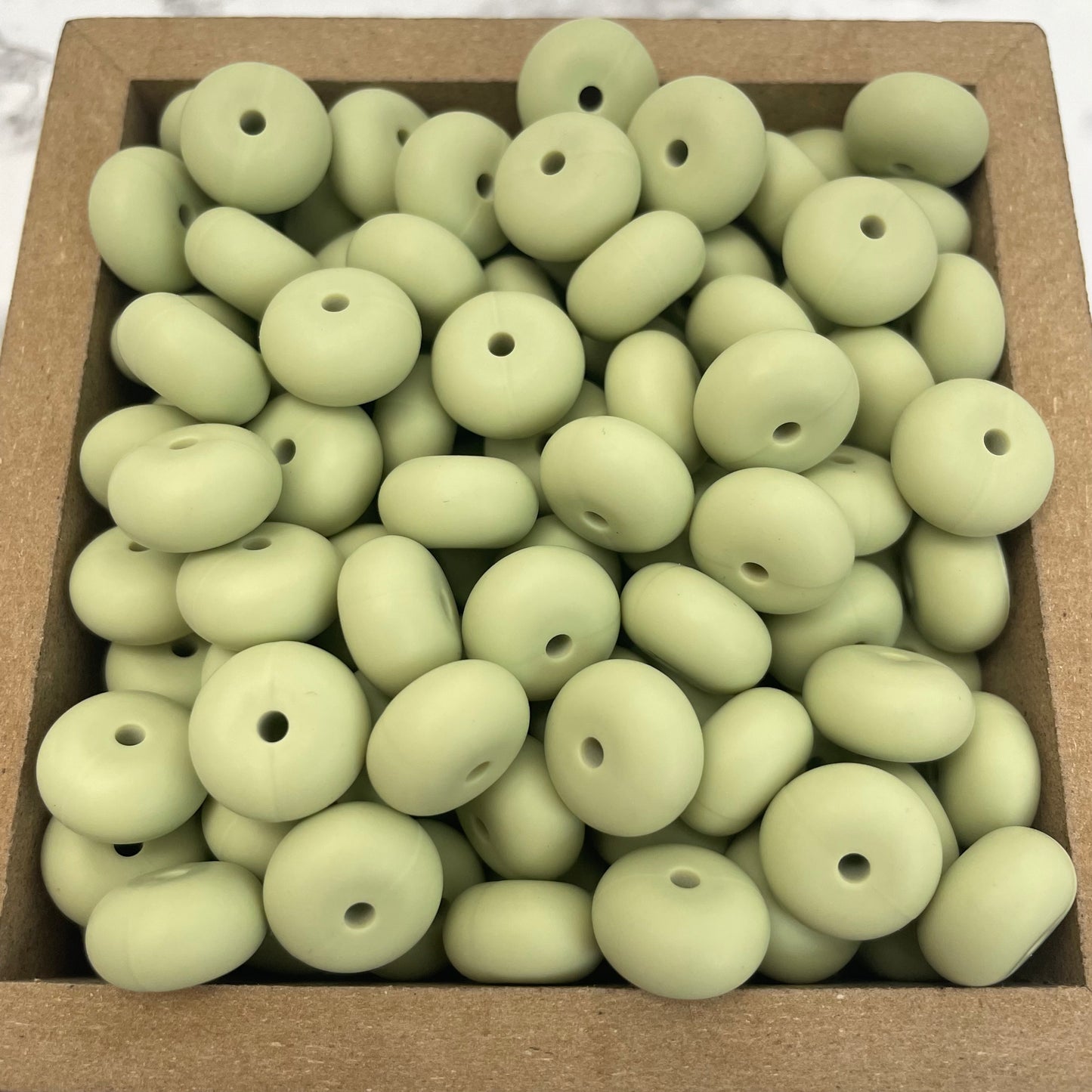 14mm Abacus Silicone Beads - Lint Green