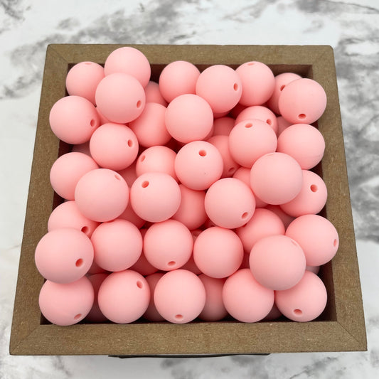 15mm Round Silicone Beads - Rose Quartz