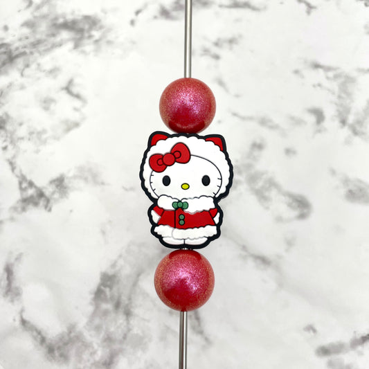 Snowy Kitty Kat Silicone Focal Bead